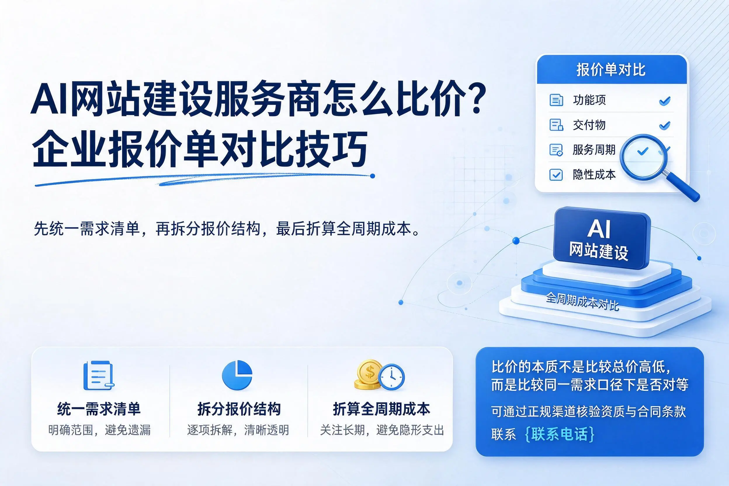 AI网站建设服务商怎么比价？襄阳企业报价单对比技巧