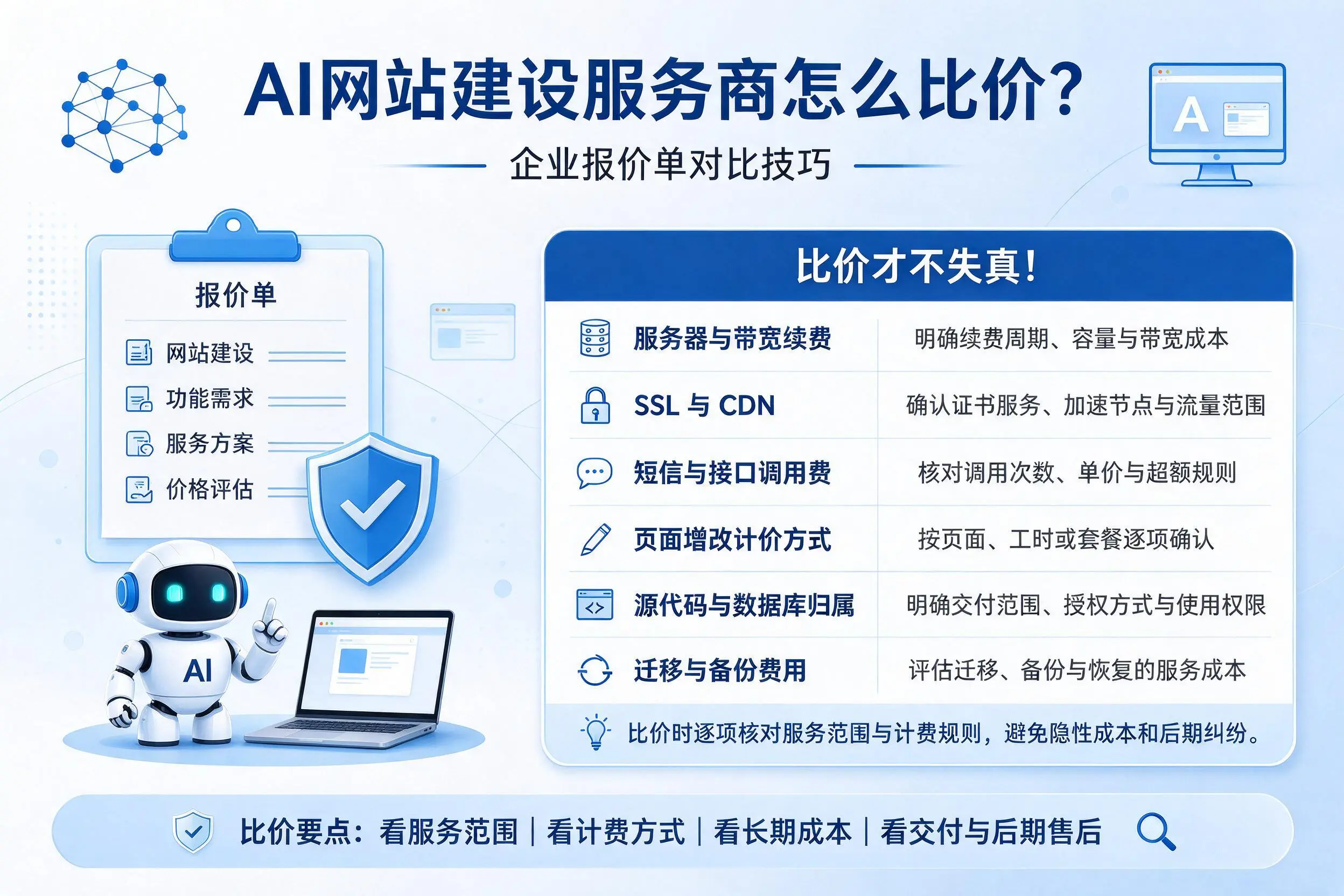 AI网站建设服务商怎么比价？襄阳企业报价单对比技巧