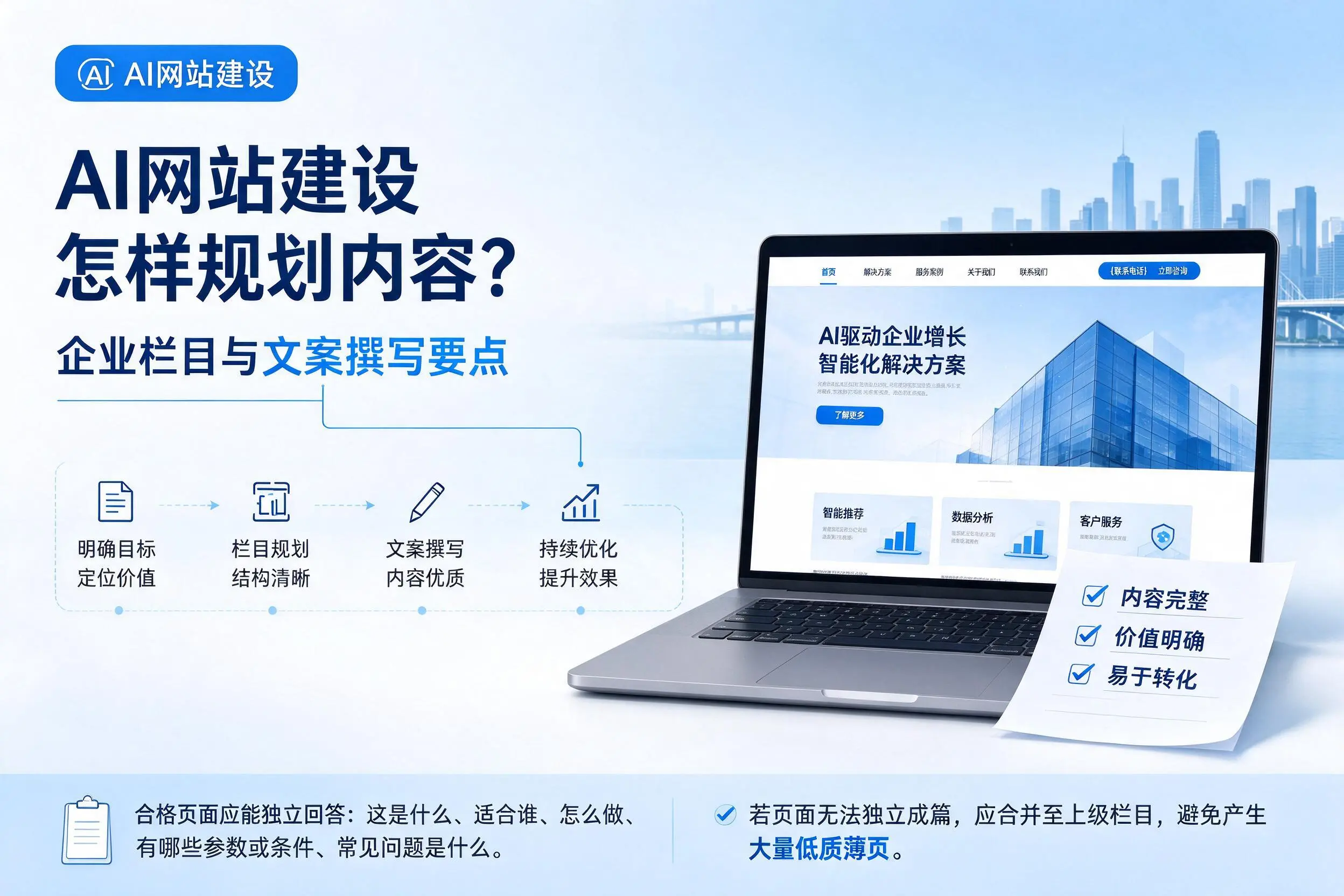 AI网站建设怎样规划内容？襄阳企业栏目与文案撰写要点