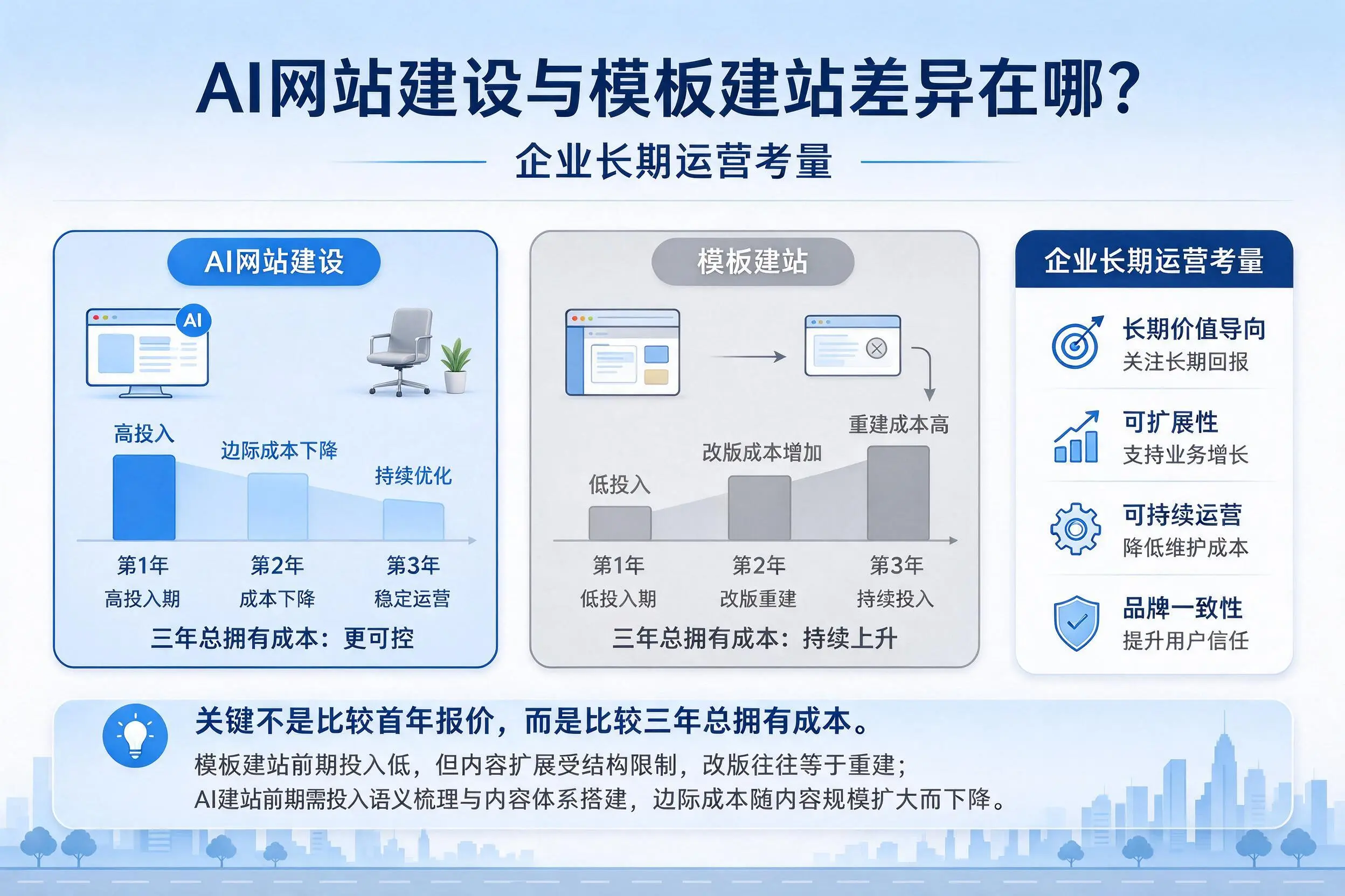 AI网站建设与模板建站差异在哪?襄阳企业长期运营考量