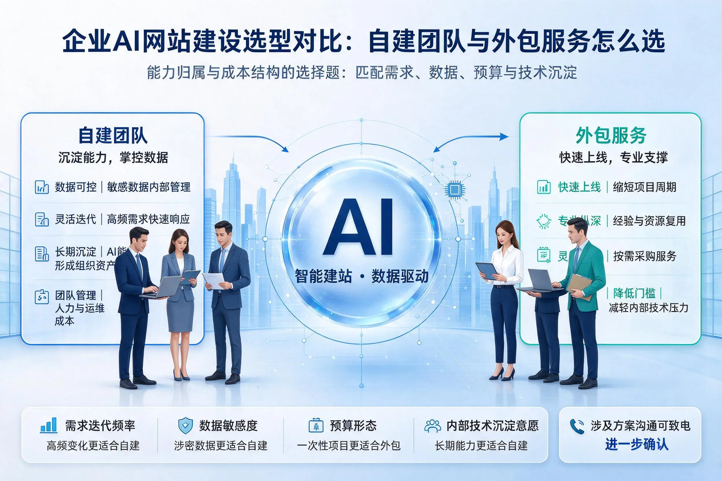 襄阳企业AI网站建设选型对比：自建团队与外包服务怎么选